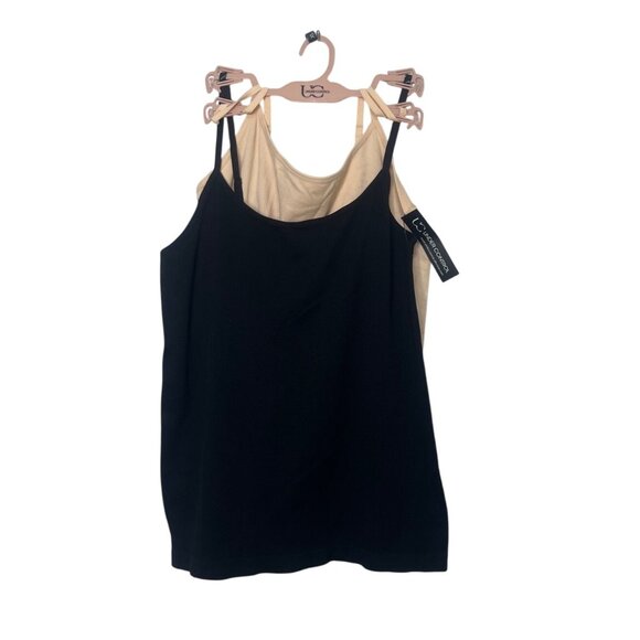 Under Control Womens Ribbed Camisole Double Pack Beige & Black XL Adjustable Str - Picture 1 of 7